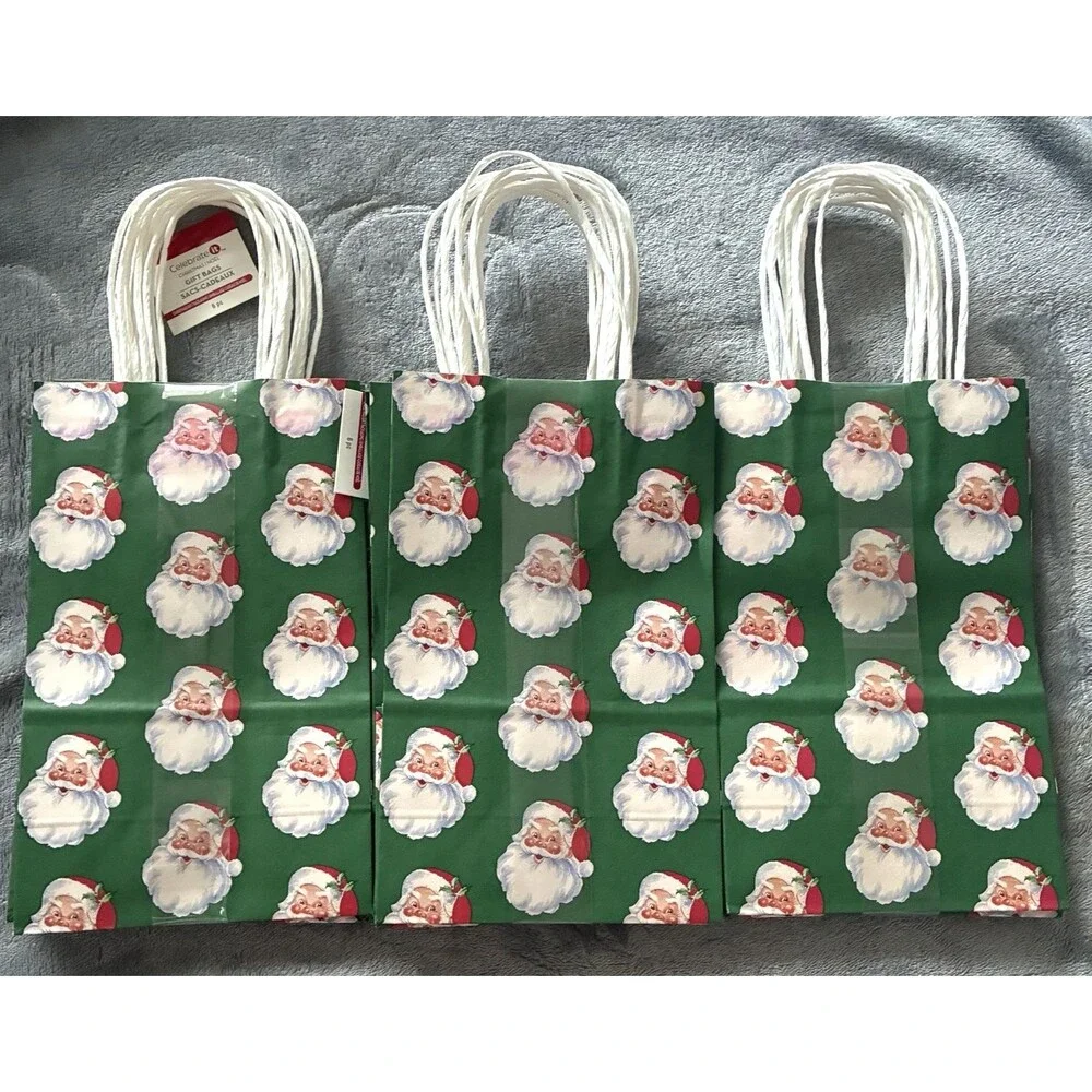 Christmas Gift Bags Santa Design 18 Total Small Holiday Bags 8”